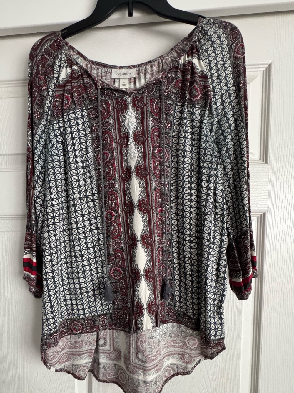 Apt. 9 Burgundy and White Paisley Mix Blouse